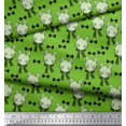 thumbnail image 2 of Soimoi Green Rayon Fabric Bow & Cat Face Kids Decor Fabric Printed Yard 56 Inch Wide, 2 of 3