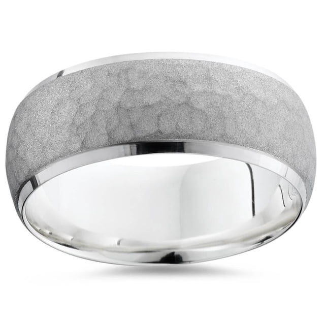 Alliance de Mariage pour Homme en Palladium Martelé, Ajustement Confortable