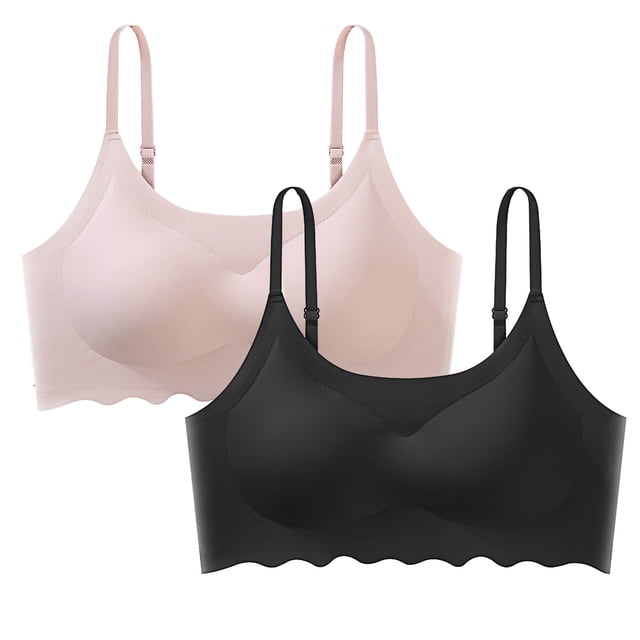 Yuyuzo Lot de 2 Soutiens-Gorge Sans Fil pour Femmes, Bretelles Spaghetti Ajustables, Lissants, Sans Coutures, Soutiens-Gorge de Tous les Jours