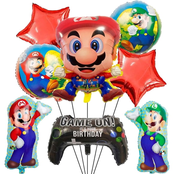 HSHDLDF 9PCS Super Mario Bros Balloons for Kids Birthday Baby Shower Super Mario Theme Party Decorations