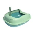 thumbnail image 1 of Cat Sandbox Semi Enclosed Portable Splashproof Pet Litter Tray for Cats, Puppy , Green, 1 of 8