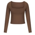 thumbnail image 3 of Timegard Hauts de Sortie pour Femmes Camisoles Col Carré Manches Longues T-Shirt Froncé Automne Décontracté Ajusté Hauts, 3 of 6
