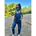thumbnail image 3 of KIDSCOOL SPACE Girls Washed Distressed Denim Ripped Cotton Jean Overalls,6-7 Years, 3 of 7