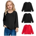 thumbnail image 2 of ZACPNCV Chandails Molletonnés à Col Rond pour Filles 3 Pcs, Chandails à Manches Longues pour Enfants, Hauts, Chandail d'Automne, Noir, 4-5 Ans, 2 of 8