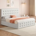 thumbnail image 3 of Cadre de Lit avec 4 Tiroirs de Rangement et Tête de Lit Réglable, Base de Matelas Rembourrée en Lin Doux pour la Peau, Aucun Sommier Requis, 3 of 9