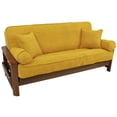 thumbnail image 1 of Solid Microsuede Double Corded 8 to 9-inch Full Futon Cover Set with Four Throw Pillows (Set of 5) - Lemon, 1 of 1