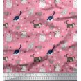 thumbnail image 1 of Soimoi Modal Satin Fabric Heart,Footprint & Cat Animal Fabric Prints by Yard 42 Inch Wide, 1 of 3
