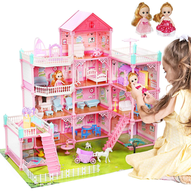 GRM Doll House Toys for Girls Dollhouse Pretend Play 11 Rooms with Dolls Furniture