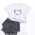thumbnail image 3 of B91xZ Womens T Shirts T-Shirt Imprimé Mi-Longueur Manches Courtes Col Rond Décontracté Tops, Rose TG, 3 of 3