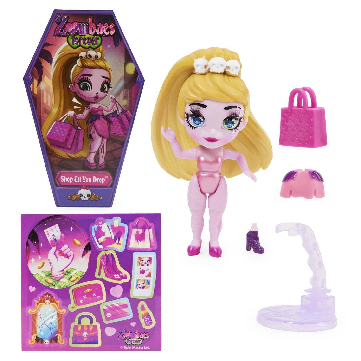 Zombaes Forever, Figurine surprise à collectionner avec accessoires pour poupées et cercueil (les styles peuvent varier), 8,9 cm, jouets pour filles à partir de 4 ans
