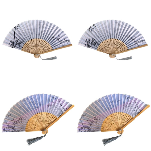 Paper Fans Set – Stylish Folding Hand Fans for Dance Party and Craft Use – Handheld Fans for Concerts Weddings and Events, 21x5 cm, Pink & Black 2Packs