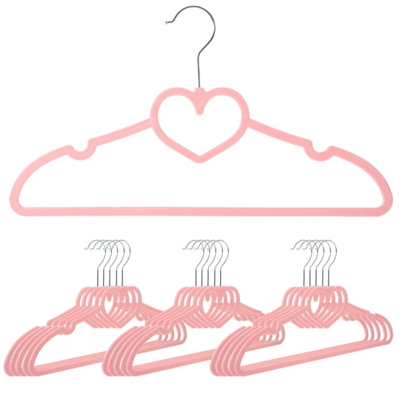 OULII 15Pcs Cute Clothes Hanger Heart Shaped Pink for Children Clothing Space Utilization