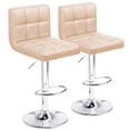 thumbnail image 1 of Homall Bar Stools Set Of 2 Modern PU Leather Height Adjustable Swivel Barstools, Hydraulic Kitchen Counter Square Island BarStool With Back, Khaki, 1 of 6