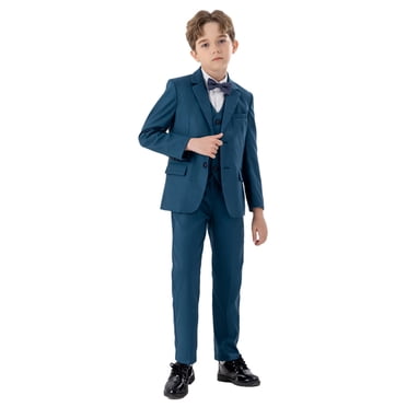 HAJGJP Boys Outfit Sets Boys Business Suits Coat 4 Piece Outfit Tuxedo Set For Kids Formal Suit For Boys With Vest Pants Bowtie Set Slim Green,7-8 Years