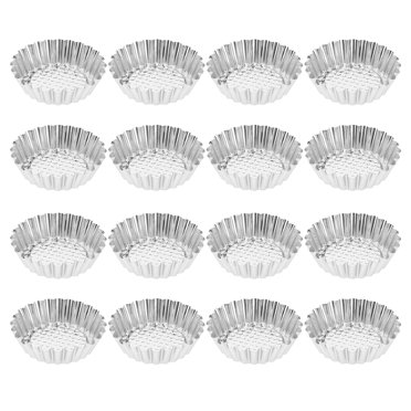 MasteelfCA 12 Pcs Moules à Tartelettes Ronds en Acier Inoxydable en Dentelle Moules à Tartelettes Réutilisables Tasse de Cuisson