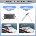 thumbnail image 2 of Bimini Tops for Boats 3 Bow, Aluminum Frame Boat Cover with Waterproof 600D Marine Grade Canvas, Fits 54"-60" Width, 2 Rear Support Poles, Adjustable Straps, Storage Boot, Light Grey, 2 of 6