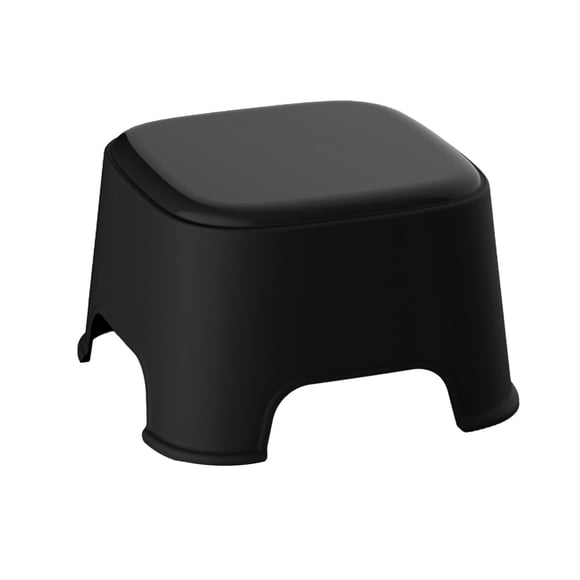 Plastic Stool, Small Stackable Seat for Home, Lightweight Durable with Anti-Slip Surface, Reinforced Base for Indoor Outdoor Use, Black