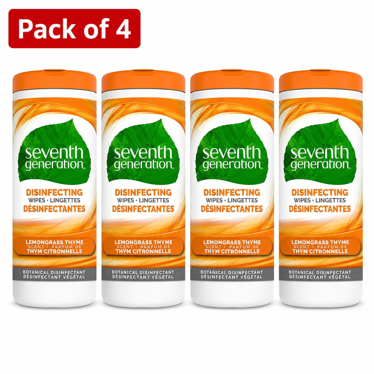 Seventh Generation Lemongrass Thyme Scent Disinfecting Wipes, 35ct (Pack of 4)