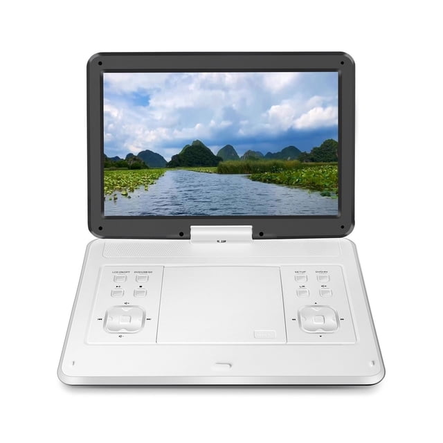 HD Rotatable Screen DVD CD Player Super Slim Game Built-in Battery Home Portable Moving 3D Disc Video Machine Speaker TV ,Convenient Memory Playback