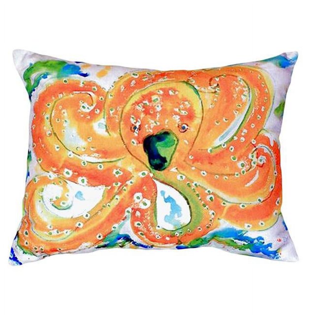 Betsy Drake NC083 Coussin Pieuvre Orange Sans Cordon 16 x 20 Po