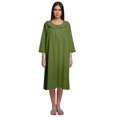 thumbnail image 2 of Moomaya Robe de Nuit à Patte de Boutonnage pour Femmes, Unie, à Manches Longues, 2 of 6