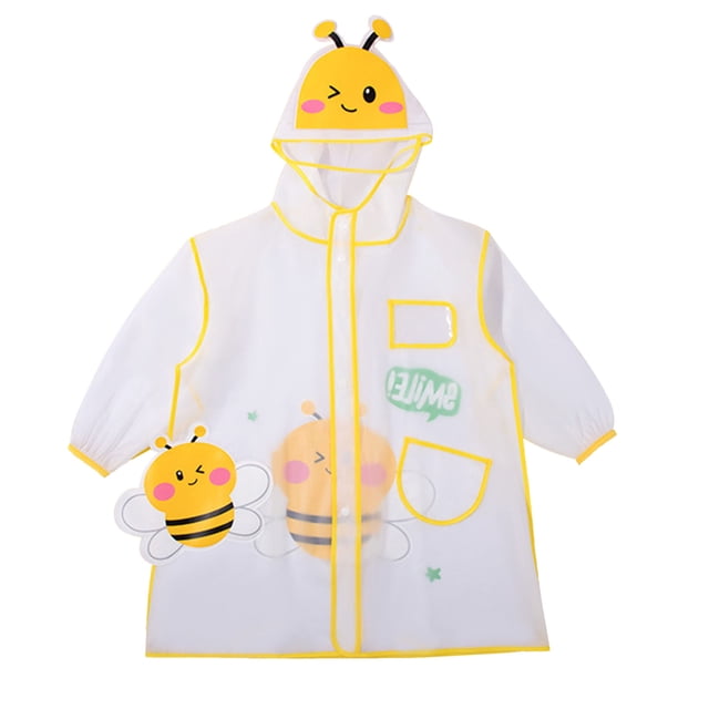 Gyexs Poncho de Pluie Enfants Mignon Imprimé Dessin Animé Réutilisable Veste à Capuche Vêtements de Sport Léger Imperméable d'Extérieur Jaune, 3-4 Ans
