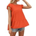 thumbnail image 2 of QualitChoice Hauts à Manches Courtes en Dentelle Été Col Rond T-shirt Décontracté Ample Orange G, 2 of 6