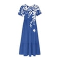 thumbnail image 3 of Pisexur Robes d'Été pour Femmes à Col Rond, Robe Fluide Plissée Tendance à Manches Courtes, Mode avec Poche, Robe d'Été de Plage Évasée à Imprimé Floral, 3 of 4