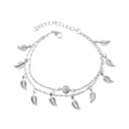 thumbnail image 1 of Leaves & Heart Anklet Foot Chain Boho Beach Beads Silver plated, 1 of 9