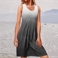 thumbnail image 2 of RKSTN Robes d'Été pour Femmes 2023 Mode Couleur Dégradée Sans Manches Longueur Genou Jupes Col Rond Imprimé Robe Décontractée Ample, 2 of 5