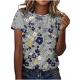 thumbnail image 1 of Pisexur Hauts d'Été pour Femmes, Blouses Habillées Décontractées pour Femmes Hauts à la Mode Chandail Décontracté Imprimé Manches Courtes Col Rond, Grandes Tailles pour Femmes Multicolore, 2TG, 1 of 1