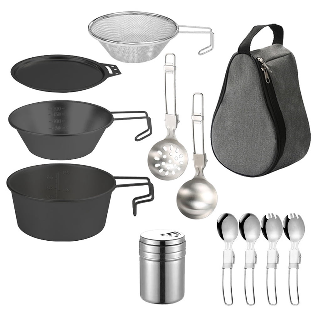 Outdoor Cookware Set Stainless Steel Camping Bowl with Colander Spoon