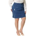 thumbnail image 4 of Agnes Orinda Women's Plus Size Ripped Embroidered A Line Denim Jean Skirts Medium Blue 4X, 4 of 6