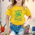 thumbnail image 2 of Ensemble de Pyjama Short pour Fille Haut pour Bébé Fille Enfant Filles Pâques Mignon Saint Pat Col Rond Manches Courtes T-Shirt Été Décontracté T-Shirt, 2 of 4