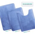 thumbnail image 1 of Set of 3 Clara Clark Bath Mat Bathroom Rug - Absorbent Memory Foam Bath Rugs - Non-Slip, Thick, Cozy Velvet Feel Microfiber Bathrug - Calm Blue - Large 20"x32" - Small 17"x24" - Contour 24"x20", 1 of 6