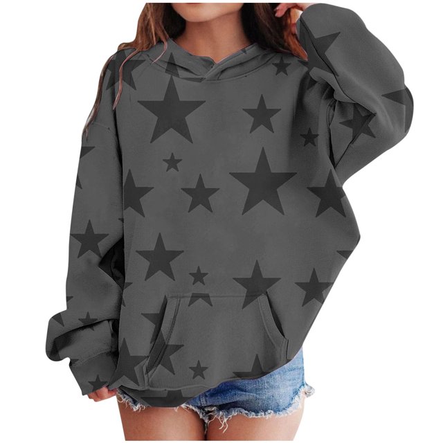 RXIRUCGD Sweat à Capuche Imprimé à Manches Longues pour Garçons et Filles (Gris Foncé, Taille : 5-6 Ans)