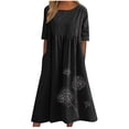 thumbnail image 2 of TIMIFIS Robe en Coton et Lin pour Femme Décontractée Ample Robe d'Été Longue Robe à Manches Courtes Robes Maxi Été Grande Taille Robe de Plage avec Poches Été, 2 of 6
