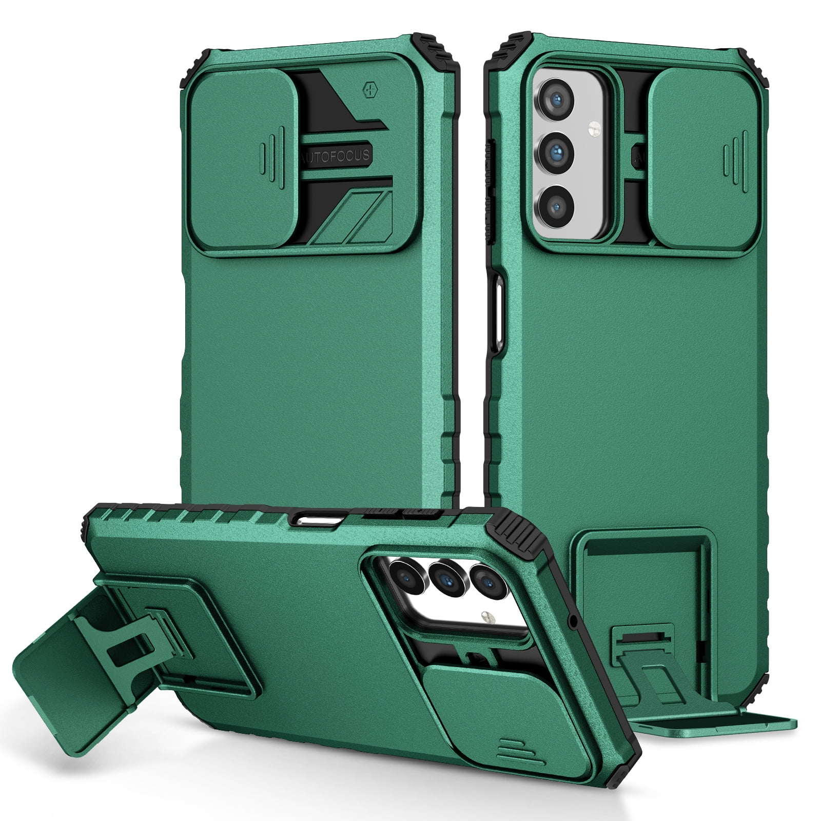 SaniMore for Samsung Galaxy A15 5G Case, for Galaxy A15 5G Phone Case with Slide Camera Cover Built-in Kickstand Dual Layer Hybrid Shockproof Case for Galaxy A15 5G, Darkgreen