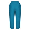 thumbnail image 5 of RXIRUCGD Women's Summer Comfortable Loose Wide Legged Fashion Solid Color Capris, Blue, Size: M, 5 of 5