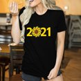 thumbnail image 3 of Hauts d'Été Grande Taille pour Femmes Chic Mode Femmes Manches Courtes Col Rond T-shirt 2021 Haut Imprimé T-shirt Col en V Femmes en Liquidation, 3 of 5