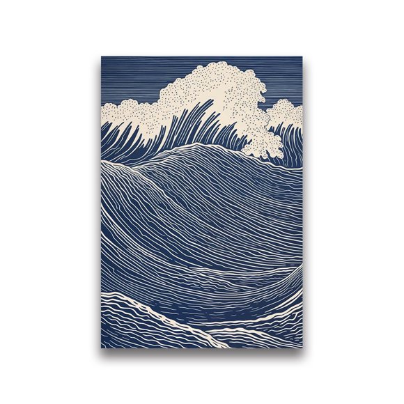 Waves Line Art Pictures Surfing Penguin Manta Dolphin Whale Prints Canvas Painting for Home Living Room Decoration50 x 70 cm (without frame),03