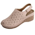 thumbnail image 1 of WLOELOEW Khaki Platform Sandals For Women Hollow Out Design Adjustable Strap Pu Material Foot Length 9.06 Inches Us Size 5.5, 1 of 6