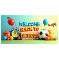 thumbnail image 3 of Colorful Welcome Back to School Banner with Apple Airplane Balloon and Star Elements Backdrop Party Decorations for School Events Opening Ceremonies Classroom Decor Photo Props, 3 of 4