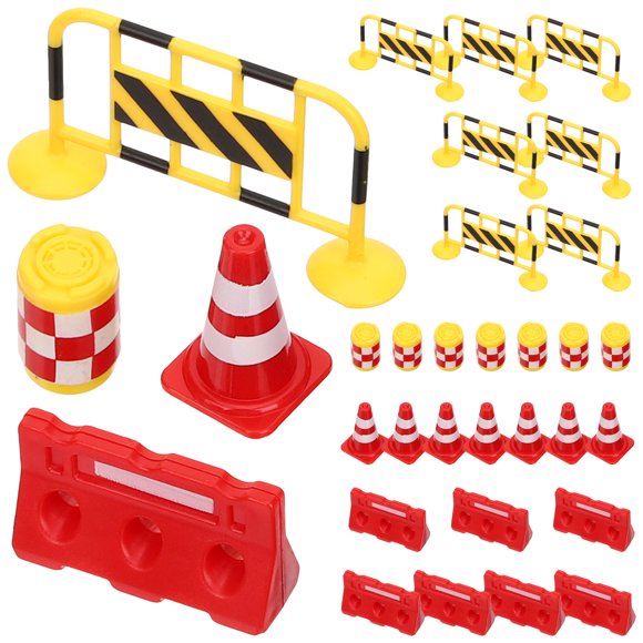CIMAXIC mini traffic signs 32Pcs Miniature Traffic Signs Sand Table Road Signs Decor Mini Landscape Ornaments,0.98"X0.59"X0.59"