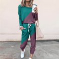thumbnail image 2 of CHUANK Womens Sport Set Long Sleeve Patchwork Color with Loose Cozy Petite Sweatpant Trendy Fall Winter Suits (X-Large  Pink), 2 of 5