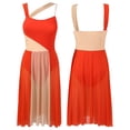 thumbnail image 3 of Alvivi Justaucorps-Robe de Ballet à Blocs de Couleur pour Danse Lyrique Moderne pour Femme pour Costume de Compétition de Danse Orange TP, 3 of 7