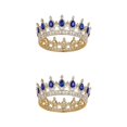 thumbnail image 4 of ZheElen Alloy Durable And Non-deforming Rhinestone For Wedding Or Cosplay Family Wedding Hair Crown Gold  + sapphire 2Set, 4 of 6