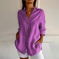 thumbnail image 2 of Timegard Plus Size Tops for Women Button down Shirts Long Sleeve Lapel V Neck Blouse Lightweight Tops, 2 of 6