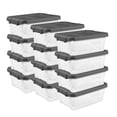 thumbnail image 1 of Sterilite 16 Qt Clear Stacking Storage Container Boxes w/ Gray Lid, 2 Pack, 1 of 11