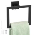 thumbnail image 1 of Square Hand Towel Ring Stainless Steel Towel Holder Wall Mounted Hand Towel Hanger Matte Black Modern Towel Rack Heavy-Duty Towel Holder for Bathroom Kitchen Lavatory, 1 of 6